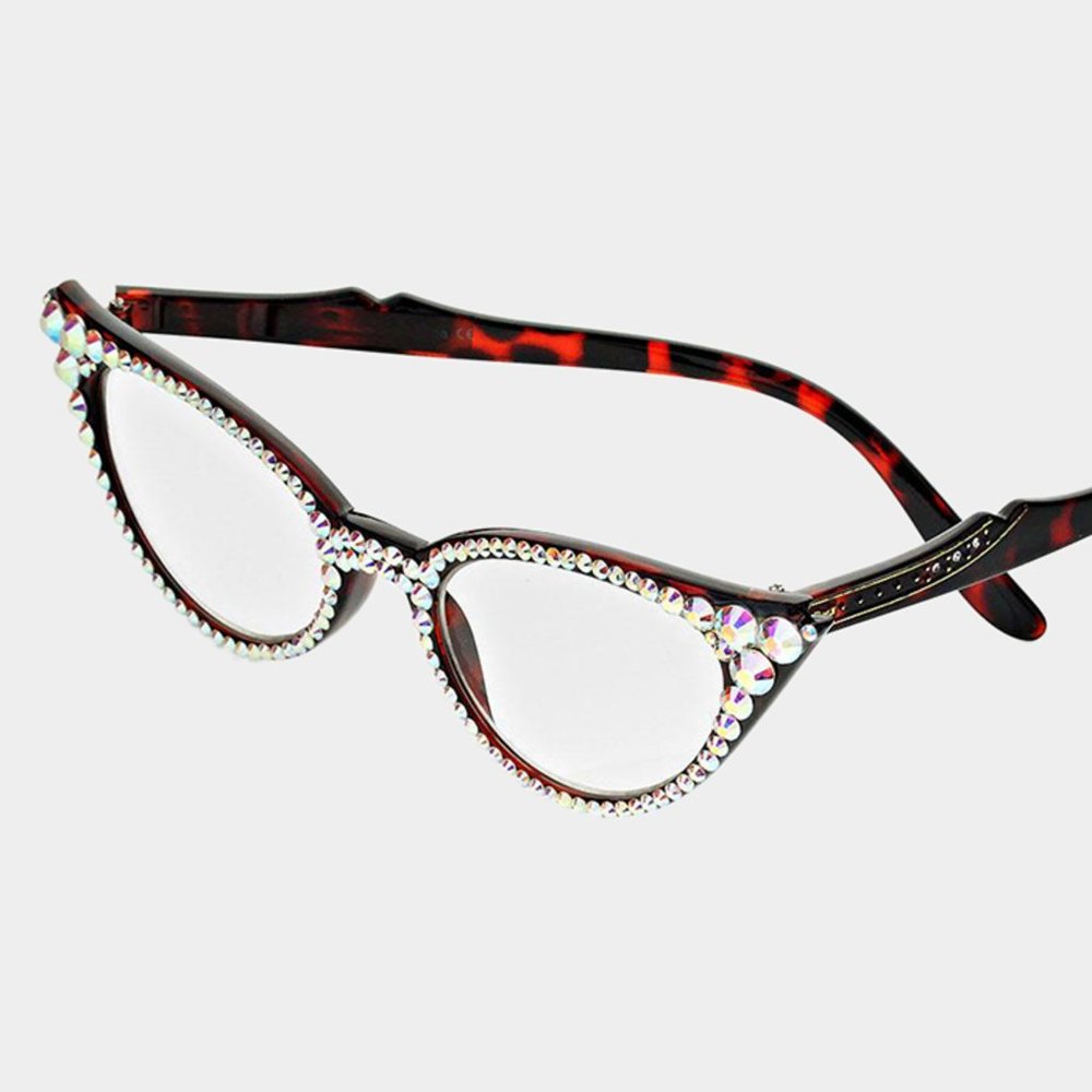 Austrian Crystal Cateye Reading Glasses, Vintage Crystal Reading Glasses - Picture 10 of 11